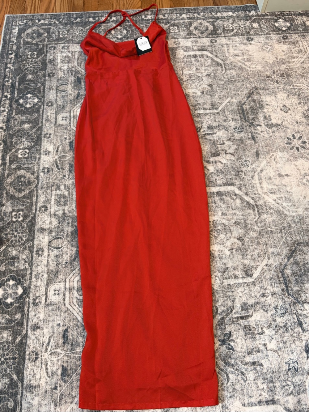 Elegant Red Spaghetti-Strap Maxi Dress